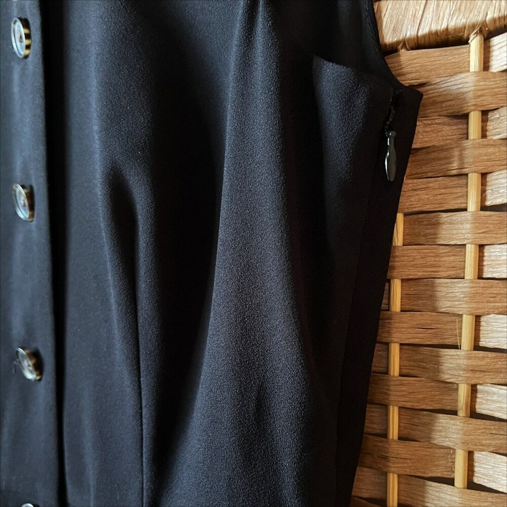 J Crew Button Front Cap Sleeve Black Dress Women's Size 0 - Picture 6 of 10